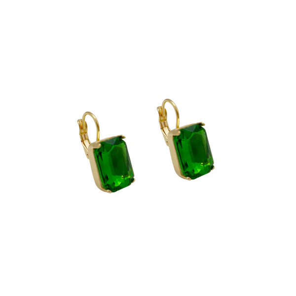 JON  GREEN EARRINGS| עגילים בציפוי זהב וקריסטל