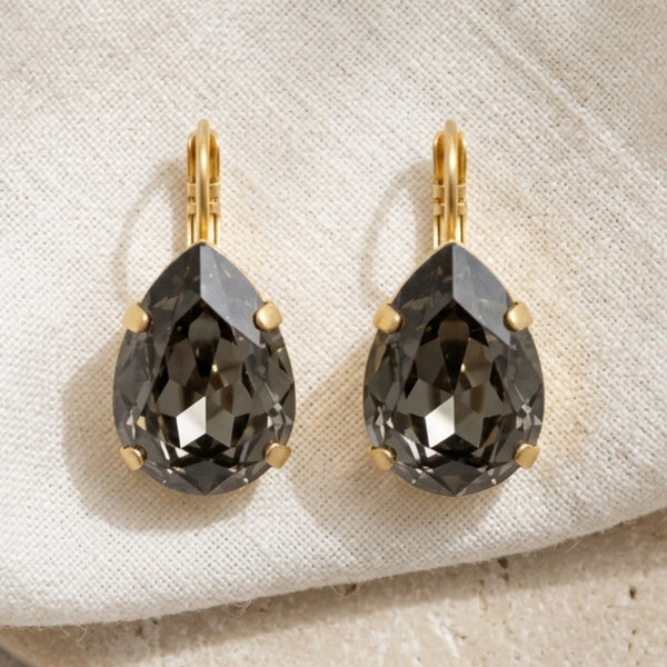 LIV GREY EARRINGS |עגילים בציפוי זהב וקריסטלים