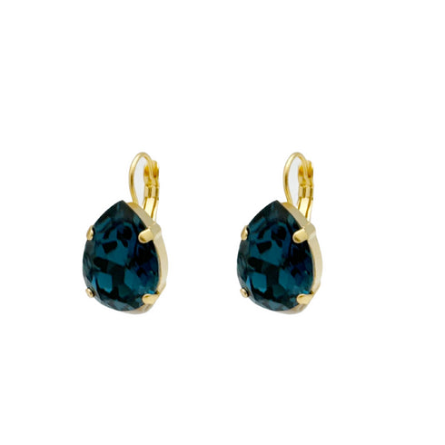 LIV DARK BLUE EARRINGS |עגילים בציפוי זהב וקריסטלים