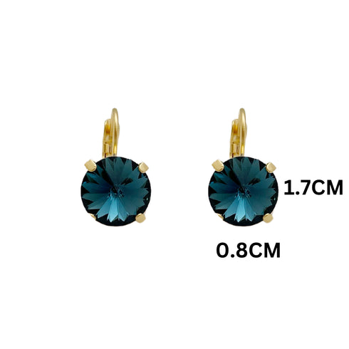 ELSSA BLUE EARRINGS|עגילים בציפוי זהב וקריסטלים
