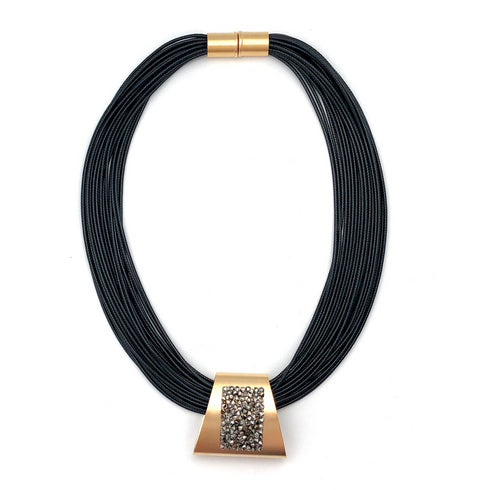 HAYLI BLACK|שרשרת קצרה בציפוי כסף וקריסטלים