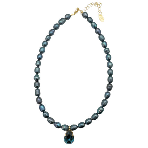 CHOKER ZORA BLUE| שרשרת פנינים בציפוי זהב