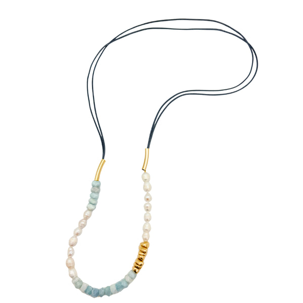 PACIFIC LONG PEARL - שרשרת פנינים  ואבנים טבעיות