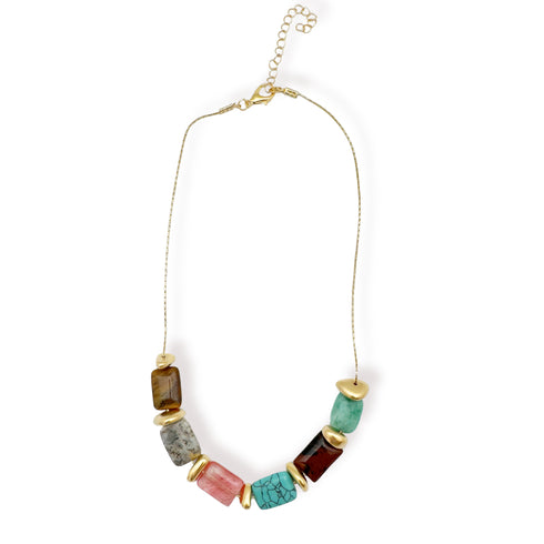 UNO | שרשרת אבנים טבעיות צבעונית