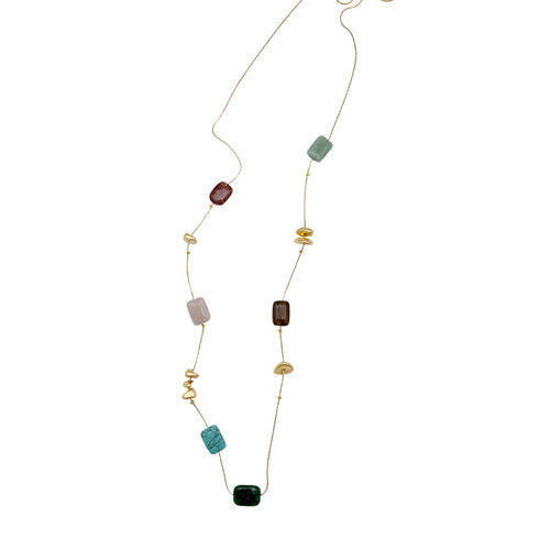 UNO LONG| שרשרת אבנים טבעיות צבעונית