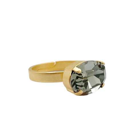 JASMIN GREY|טבעת בציפוי זהב וקריסטלים
