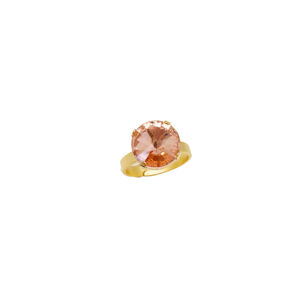 ELSSA LIGHT PINK |טבעת בציפוי זהב וקריסטלים