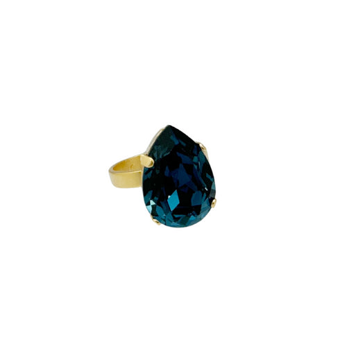 LIV DARK BLUE |טבעת בציפוי זהב וקריסטלים