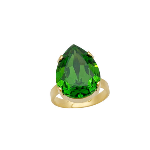 LIV GREEN |טבעת בציפוי זהב וקריסטלים