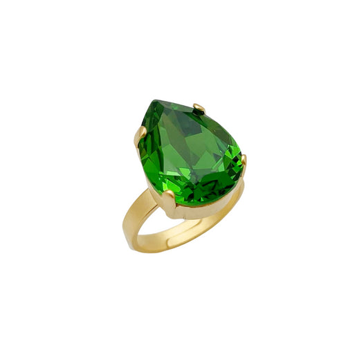 LIV GREEN |טבעת בציפוי זהב וקריסטלים