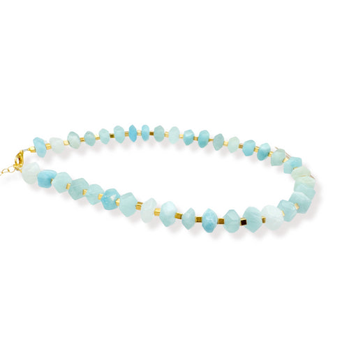 CHOKER ROBIN LIGHT BLUE |שרשרת קולר בציפוי זהב