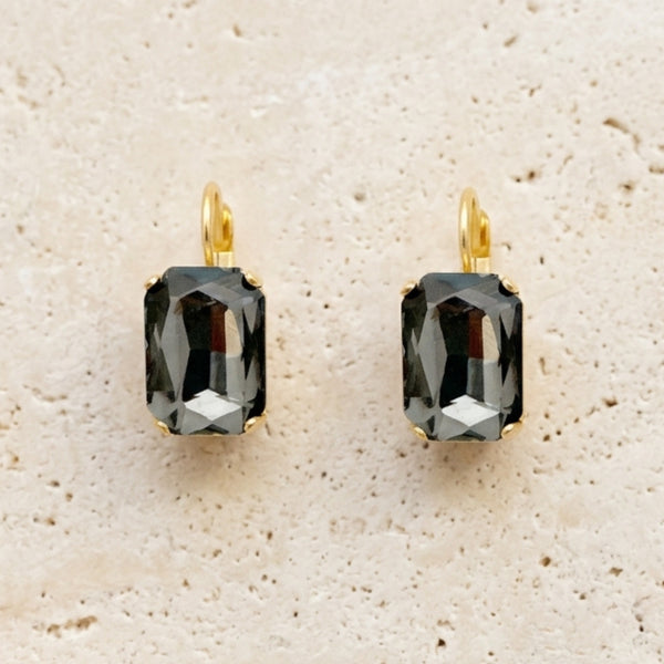 JON  GREY EARRINGS| עגילים בציפוי זהב וקריסטל
