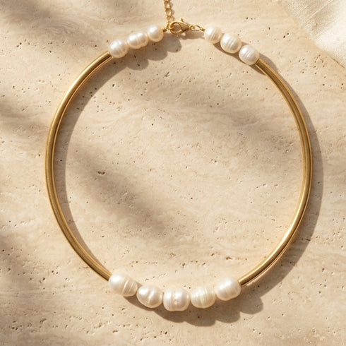 GISEL NECKLACE PEARL| שרשרת צ׳וקר עם פנינים