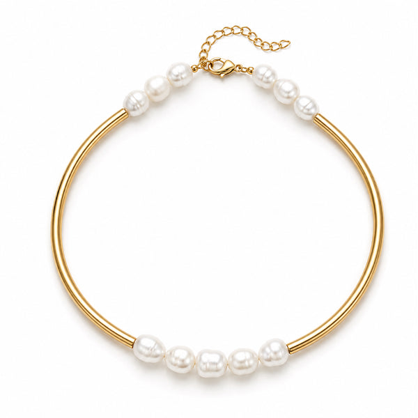 GISEL NECKLACE PEARL| שרשרת צ׳וקר עם פנינים