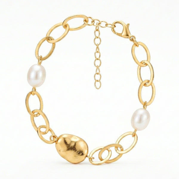 HADI BRACELET |צמיד חוליות ופנינים טבעיות