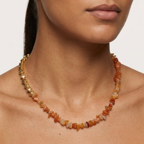 ISLA NECKLACE ORANGE | שרשרת  אבנים טבעיות