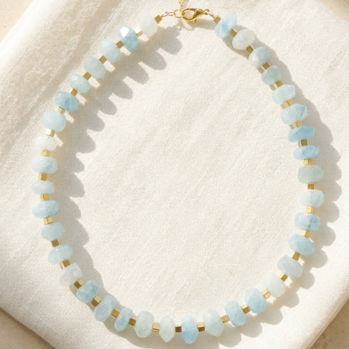 CHOKER ROBIN LIGHT BLUE |שרשרת קולר בציפוי זהב