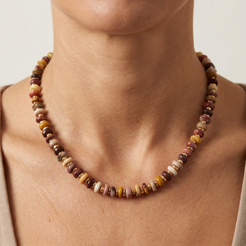 CLAY | שרשרת קצרה אבני Mookaite טבעיות