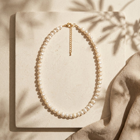 MACCHIATO NECKLACE|  שרשרת פנינים טבעיות מתורבתות