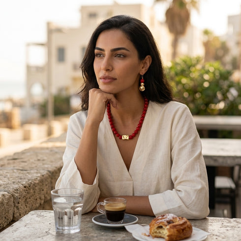 MANI RED NECKLACE| שרשרת בציפוי זהב