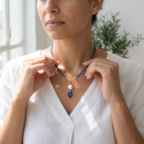 DEL TER NECKLACE| שרשרת בציפוי זהב ופנינה