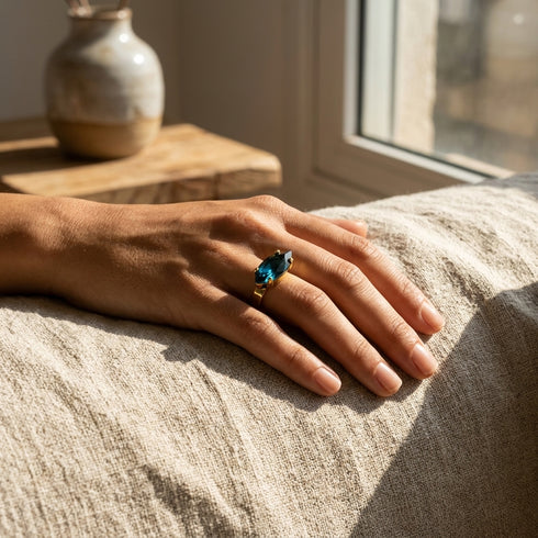 KIRA TERQ RING| טבעת  בציפוי זהב