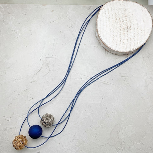 LOUISA BLUE| שרשרת ארוכה בציפוי זהב כסף וכחול