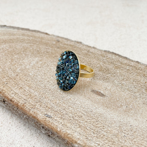 MEIRLIN BLUE W|טבעת קריסטלים בציפוי זהב