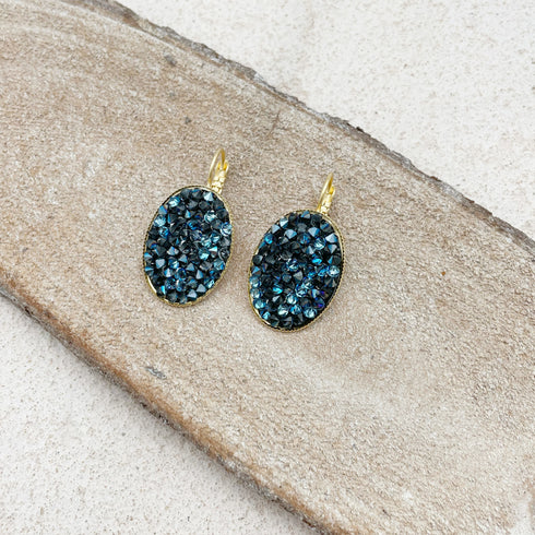 FLEUR BLUE| עגילים בציפוי זהב וקריסטלים