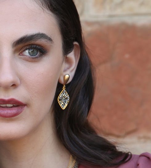 METEOR| צמודים בציפוי זהב וקריסטלים