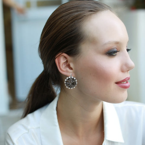 CLEOPATRA SILVER|עגילים מצופים כסף  וקריסטלים