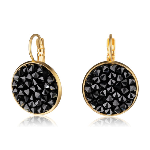 LOLA BLACK W| עגילי קריסטלים קצרים בציפוי זהב