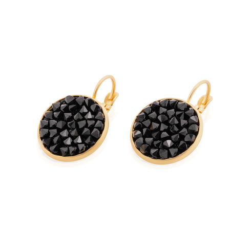 LOLA BLACK W| עגילי קריסטלים קצרים בציפוי זהב