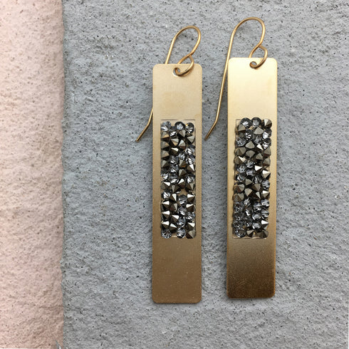 HANZEL EARRING| עגילים ארוכים בציפוי זהב וקריסטלים