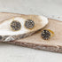 LOLA GREY SET|עגילי קריסטלים קצרים וטבעת קריסטלים בציפוי זהב