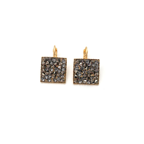 ASHLY GOLD GREY| עגילים מצופים כסף וקריסטלים