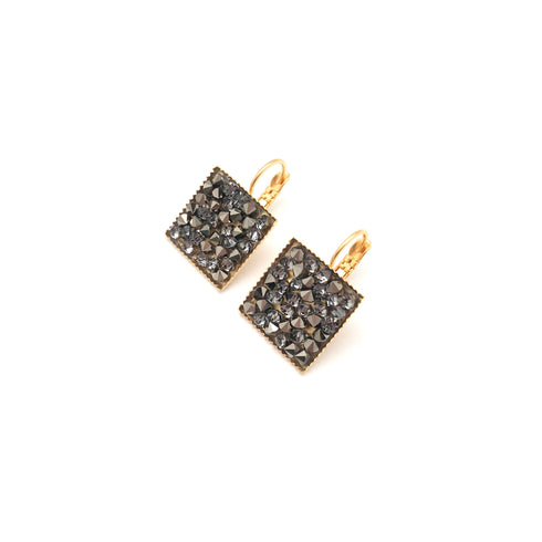 ASHLY GOLD GREY| עגילים מצופים כסף וקריסטלים