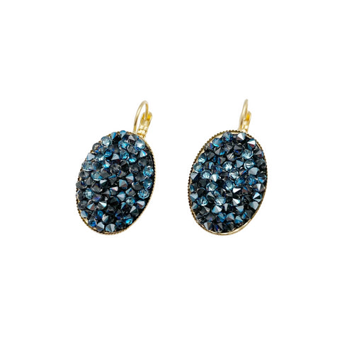 FLEUR BLUE| עגילים בציפוי זהב וקריסטלים