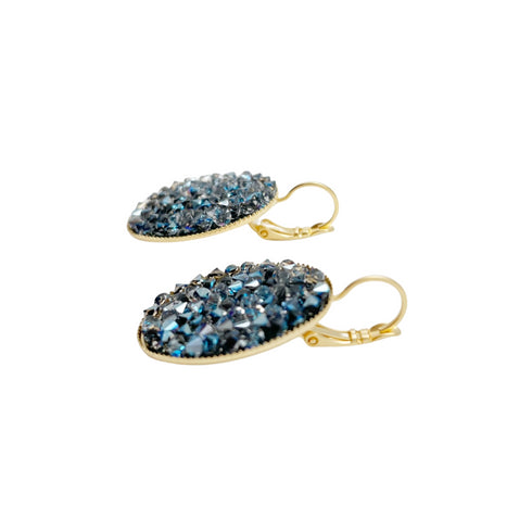 FLEUR BLUE| עגילים בציפוי זהב וקריסטלים