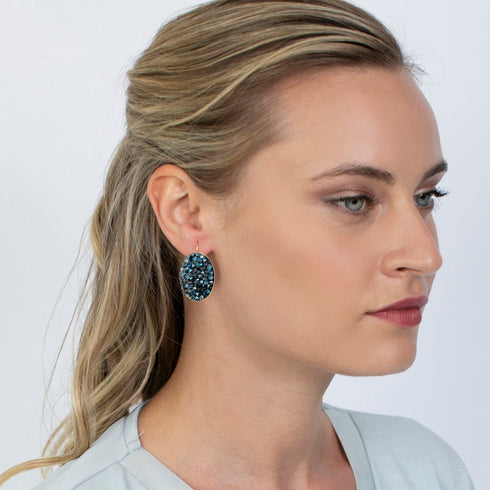 FLEUR BLUE| עגילים בציפוי זהב וקריסטלים