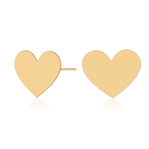 FIA| עגילי לב בציפוי זהב צמודים