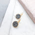 LOLA GREY SET|עגילי קריסטלים קצרים וטבעת קריסטלים בציפוי זהב