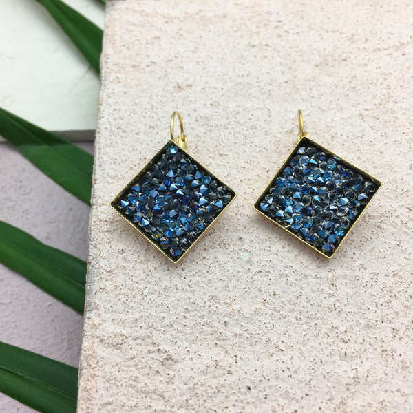 LILLY BLUE| עגילים בציפוי זהב וקריסטלים