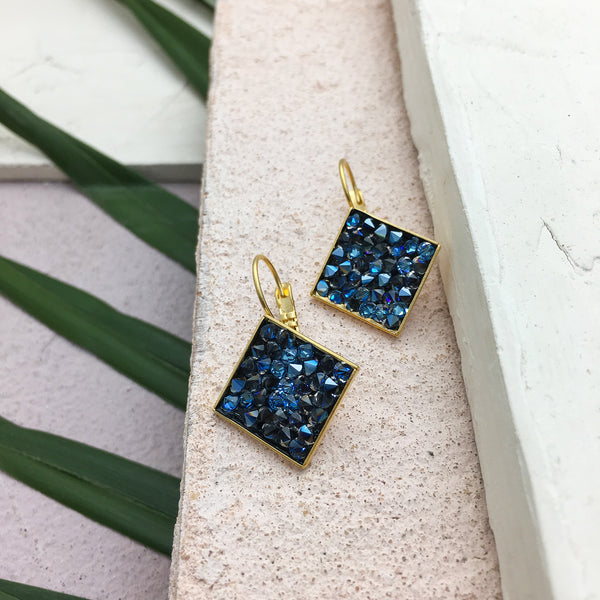 LILLY BLUE| עגילי קריסטלים בציפוי זהב
