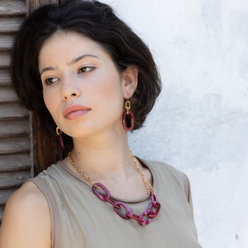 JACQUELINE RED| שרשרת קצרה בציפוי זהב