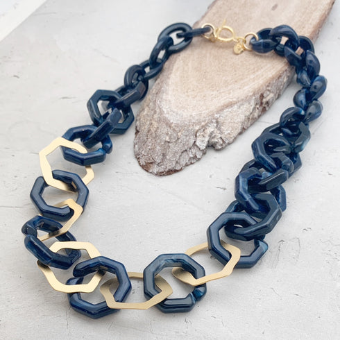 NINA BLUE SET| סט שרשרת ועגילים