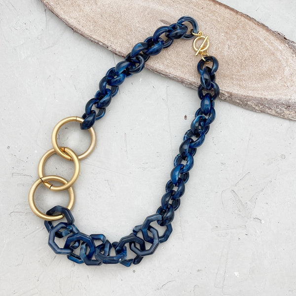 ROME BLUE| שרשרת קצרה בציפוי זהב