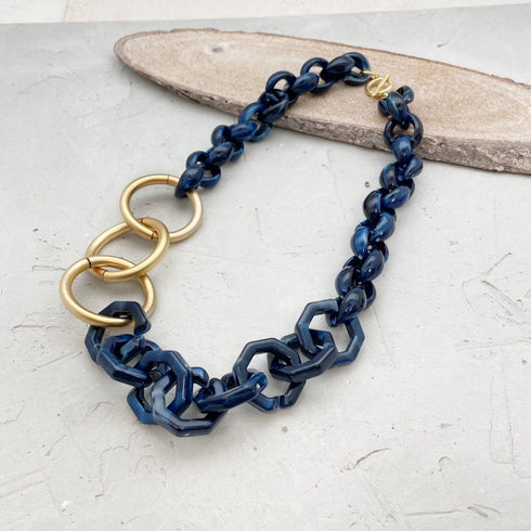 ROME BLUE| שרשרת קצרה בציפוי זהב