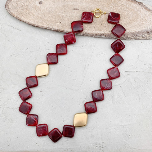 KALA SET RED| סט שרשרת ועגילים