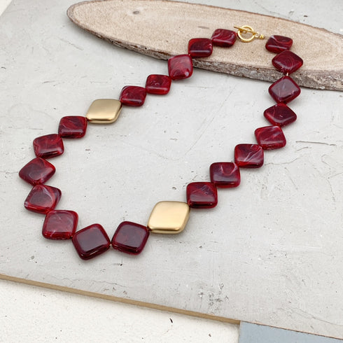 KALA SET RED| סט שרשרת ועגילים